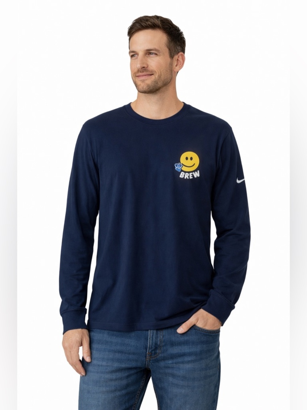 Nike Navy Short Sleeve Tee with morning brew logo